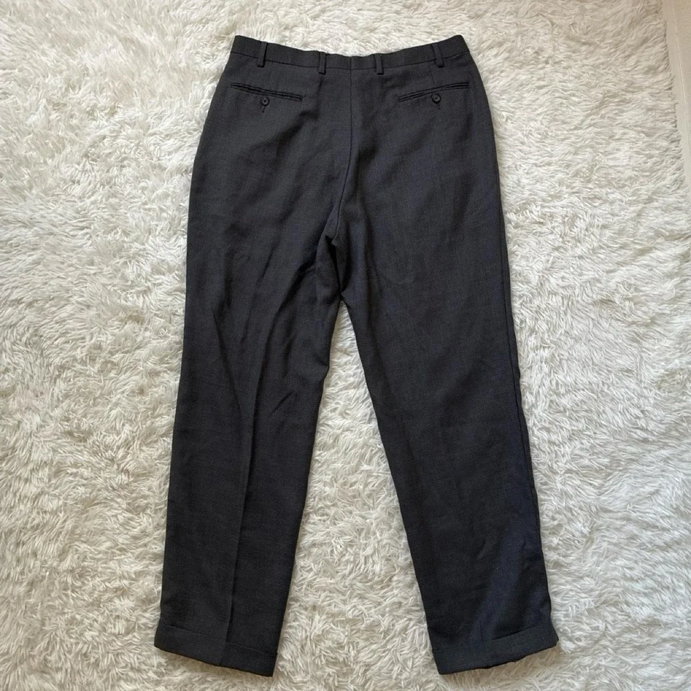 Vintage Retro 80s Prep Ralph Lauren grey straight wide leg pants size 36W x 32L